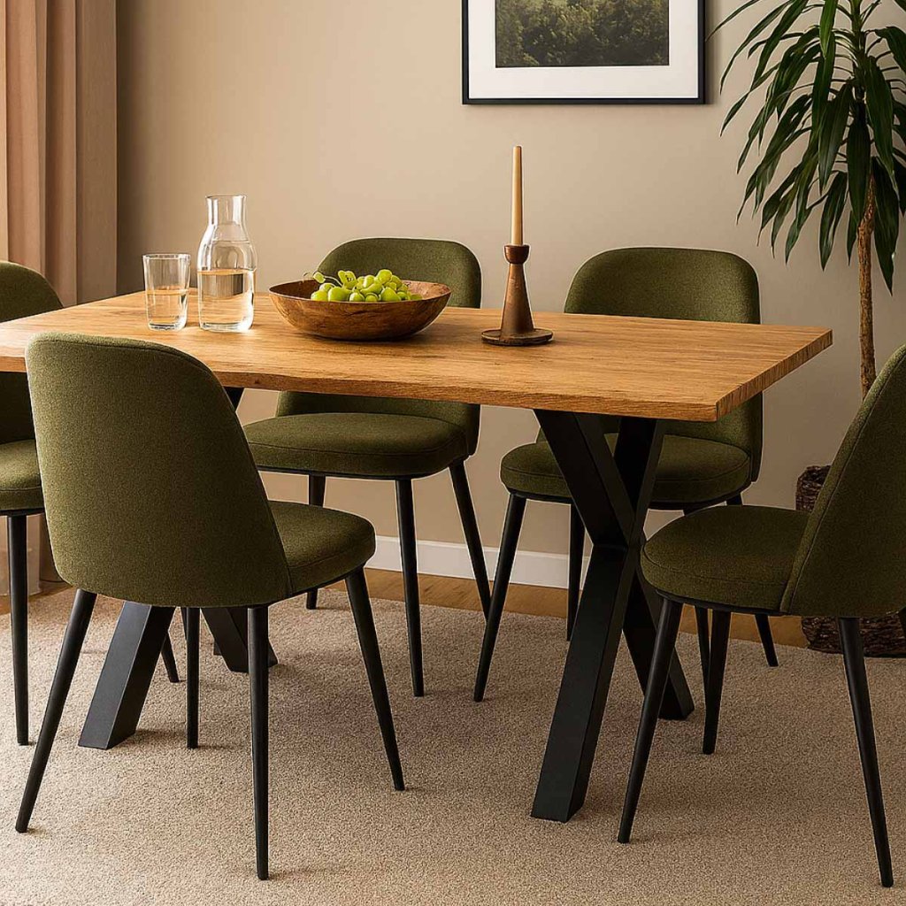 Jídelní stůl 140x90 dekor dub kovové nohy VJS100D-140