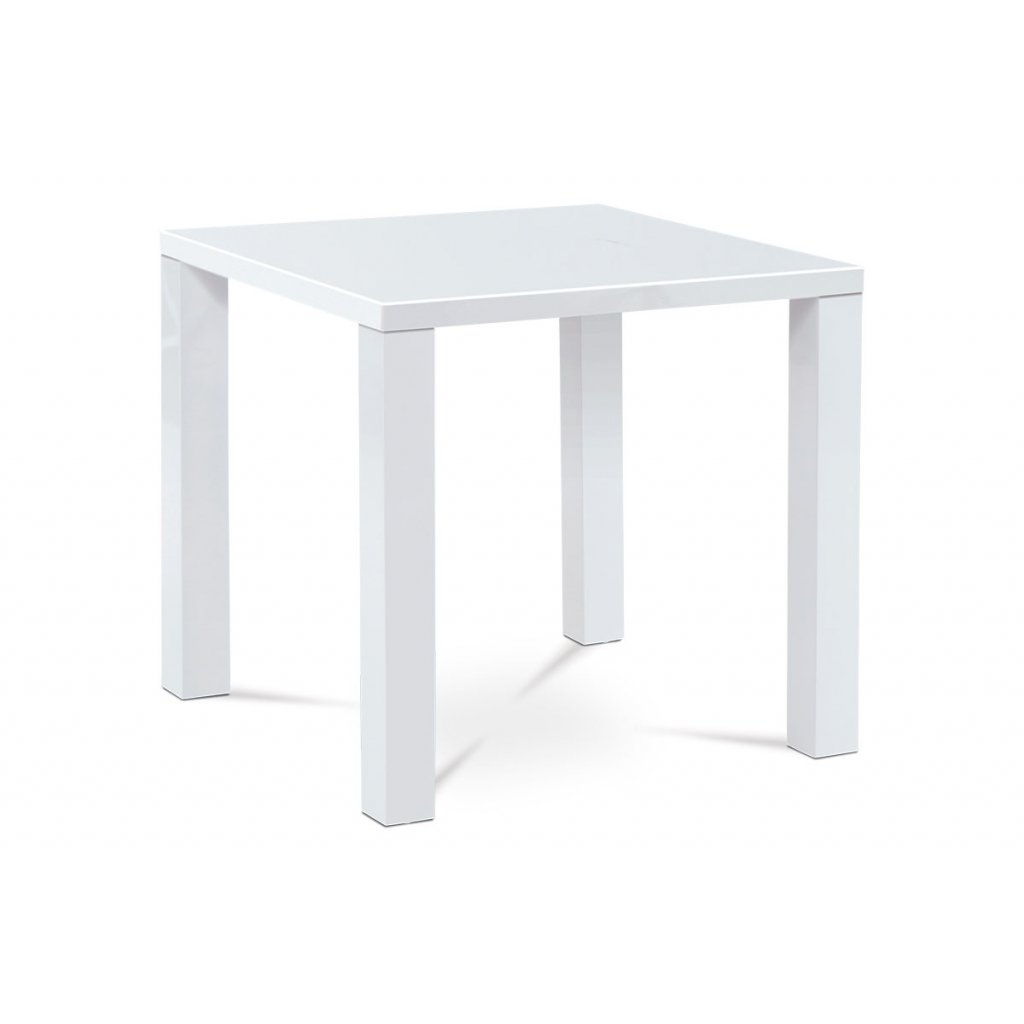 Jídelní stůl 80x80x76 cm, vysoký lesk bílý AT-3005 WT-OBR1 new