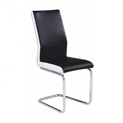 Jídelní židle z černé ekokůže na chromové konstrukci TK2039