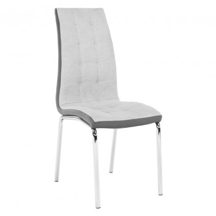Jídelní židle čalouněná šedá látka v kombinaci ekokůže tmavě šedá nohy chrom TK3171