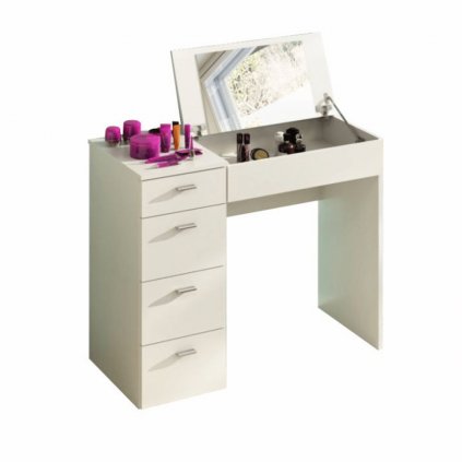 Toaletní stolek se zásuvkami a zrcadlem v bílé barvě TK3049