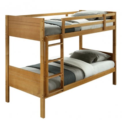 Dětská patrová postel, masivní dřevo, dub, MAKIRA