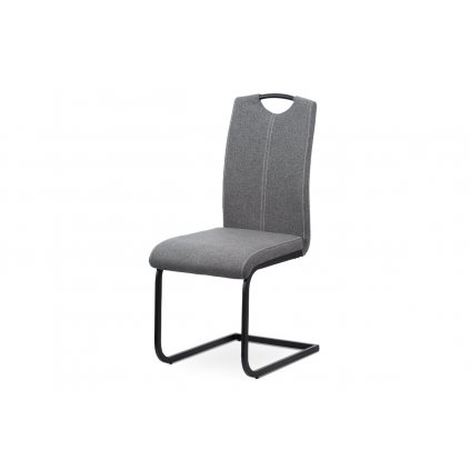 Jídelní židle - šedá látka, kovová podnož, černý matný lak DCL-612 GREY2-OBR1