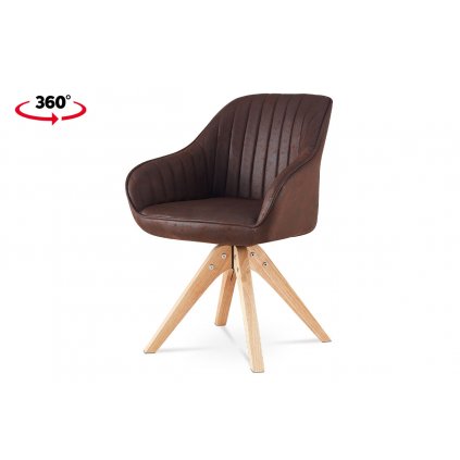Jídelní židle, hnědá látka v dekoru broušené kůže, nohy masiv kaučukovník, HC-772 BR3
