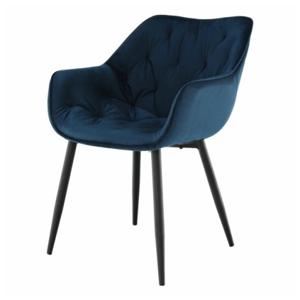 Designové křeslo, modrá Velvet látka, FEDRIS