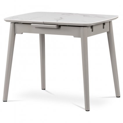 Jídelní stůl 110+30x75 cm keramická deska bílý mramor HT-401M WT