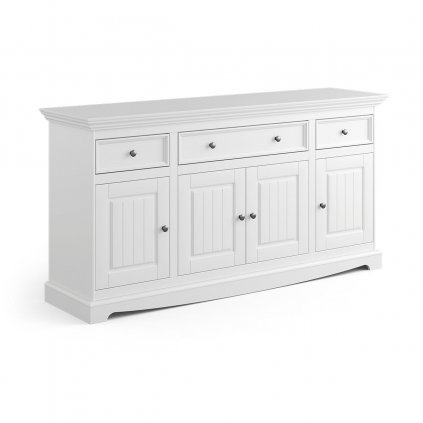 Belluno Elegante bílá komoda 4D3S z masivu s bílou deskou