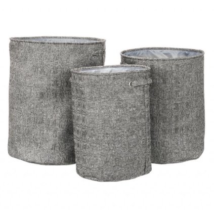 Koš na špinavé prádlo v šedivé látce, Sada 3ks, Polyester. ABD107S
