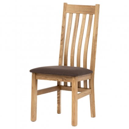 Dřevěná jídelní židle hnědá látka, masiv dub C-2100 BR2