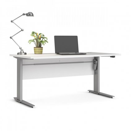 Výškově nastavitelný psací stůl Office 80400/318 bílá/silver grey