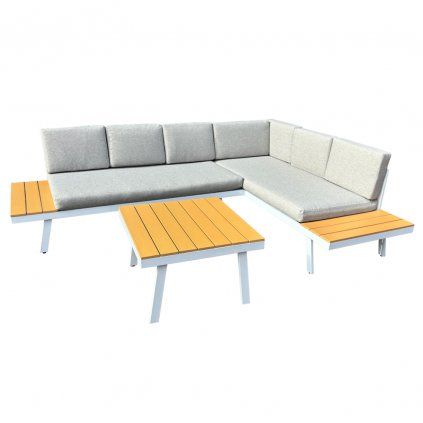 215538 zahradni set bila ocel dub svetle seda pelor