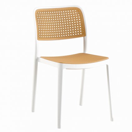 Stohovatelná venkovní židle, bílá/béžová, RAVID TYP 1