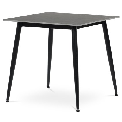 Jídelní stůl 80x80 cm keramická deska šedý mramor černé kovové nohy AJS158S