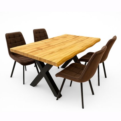 Jídelní set pro 4 osoby 160x90 cm dub-hnědá VJS116-41H