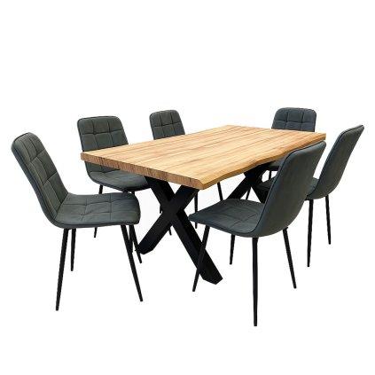 Jídelní set pro 6 osob 160x90 cm dub-šedá VJS216-60S