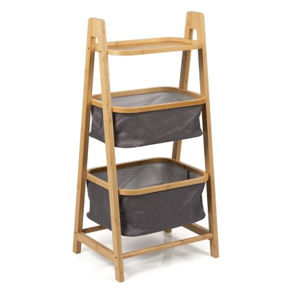 Bambusový regál 92x44x33 přírodní šedá HRL103S
