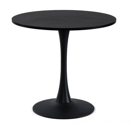 Jídelní stůl kulatý 80 cm černý dekor dřeva HJS103C-80