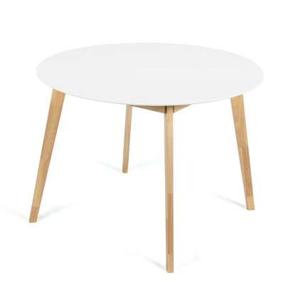 Jídelní stůl kulatý 105 cm bílá deska nohy dub HJS104B-105