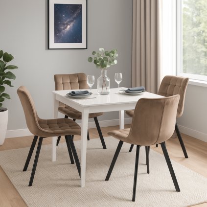 Jídelní židle čalouněná béžová látka samet AJZ130BE-S