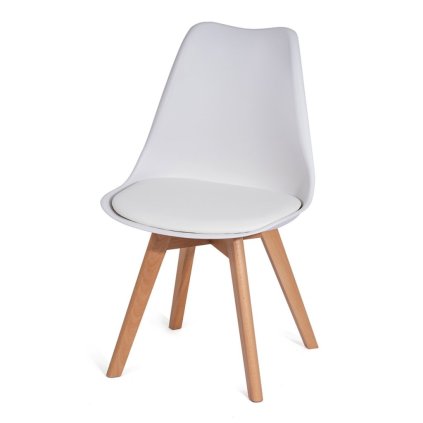 Jídelní židle plastová s polstrováním bílá nohy masiv HJZ105B