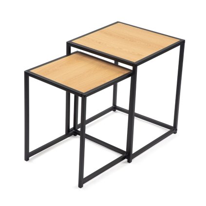 Set konferenčních stolků kov 38x41x38 dekor dub HKS102N