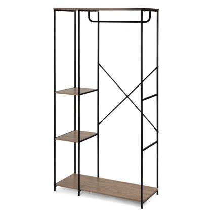 Věšák s policemi kov černý HVS102N