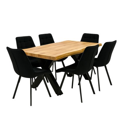 Jídelní set pro 6 osob 160x90 cm dub-černá VJS116-61C