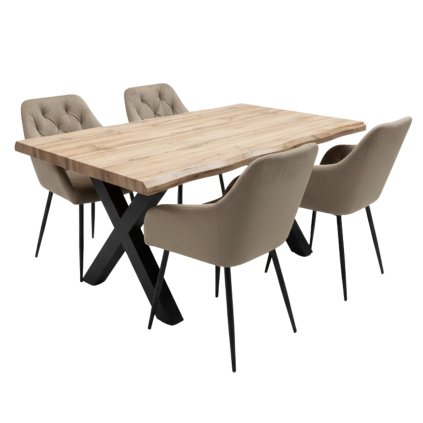 Jídelní set pro 4+1 160x90 cm dub, béžová VJS136-4BE