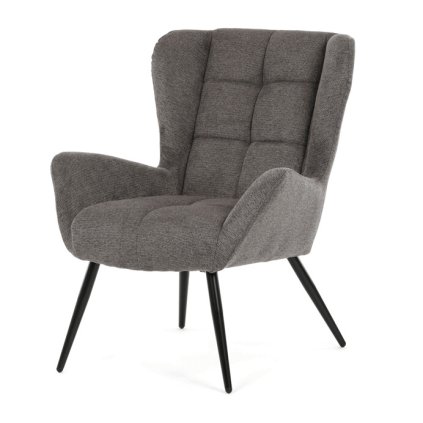 Křeslo ušák na nožičkách šedá látka AKR162S