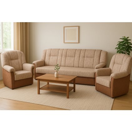 Sedací souprava Panda 3+1+1 Rali 3/hnědá