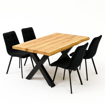 Jídelní set pro 4 osoby 160x90 cm dub černá VJS116 41C2
