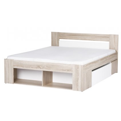 Manželská postel 140 cm s nočními stolky dub sonoma, bílá KN133