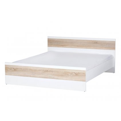 Manželská postel 160x200 cm v kombinací dub sonoma a bílá KN134