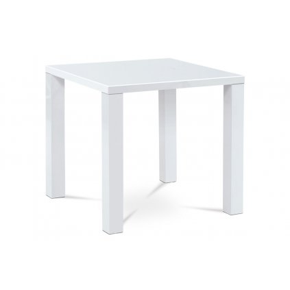 Jídelní stůl 80x80x76 cm, vysoký lesk bílý AT-3005 WT-OBR1 new