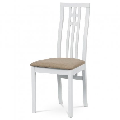 Jídelní židle masiv buk, barva bílá, potah béžový BC-2482 WT-OBR1 new