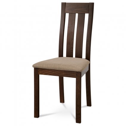 Jídelní židle dřevěná dekor ořech a potah béžová látka BC-2602 WAL-OBR1 new