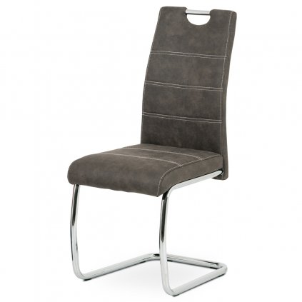 Jídelní židle čalouněná antracitovou látkou s bílým prošitím s kovovou konstrukcí HC-483 GREY3-OBR1 new