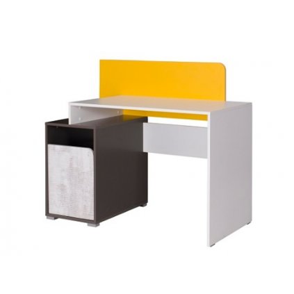 Laminovaný psací stůl v kombinaci bílé a žluté barvy F1047