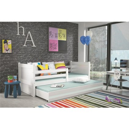 Dětská postel s přistýlkou v bílé barvě 90x200 cm F1133