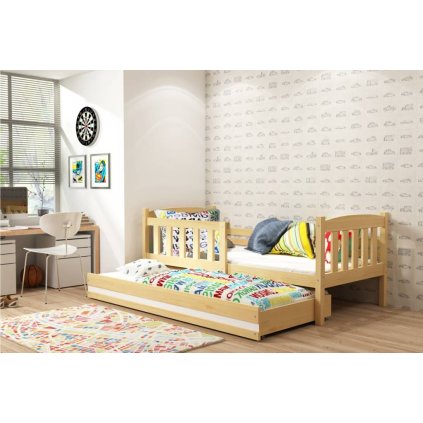 Dětská postel 90x200 cm v dekoru borovice s přistýlkou F1176