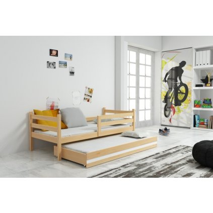 Dětská postel 90x200 cm v dekoru borovice s přistýlkou F1274