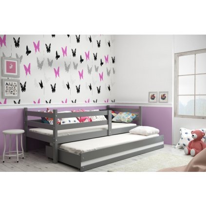 Dětská postel s přistýlkou v barevném provedení grafit 90x200 cm F1390