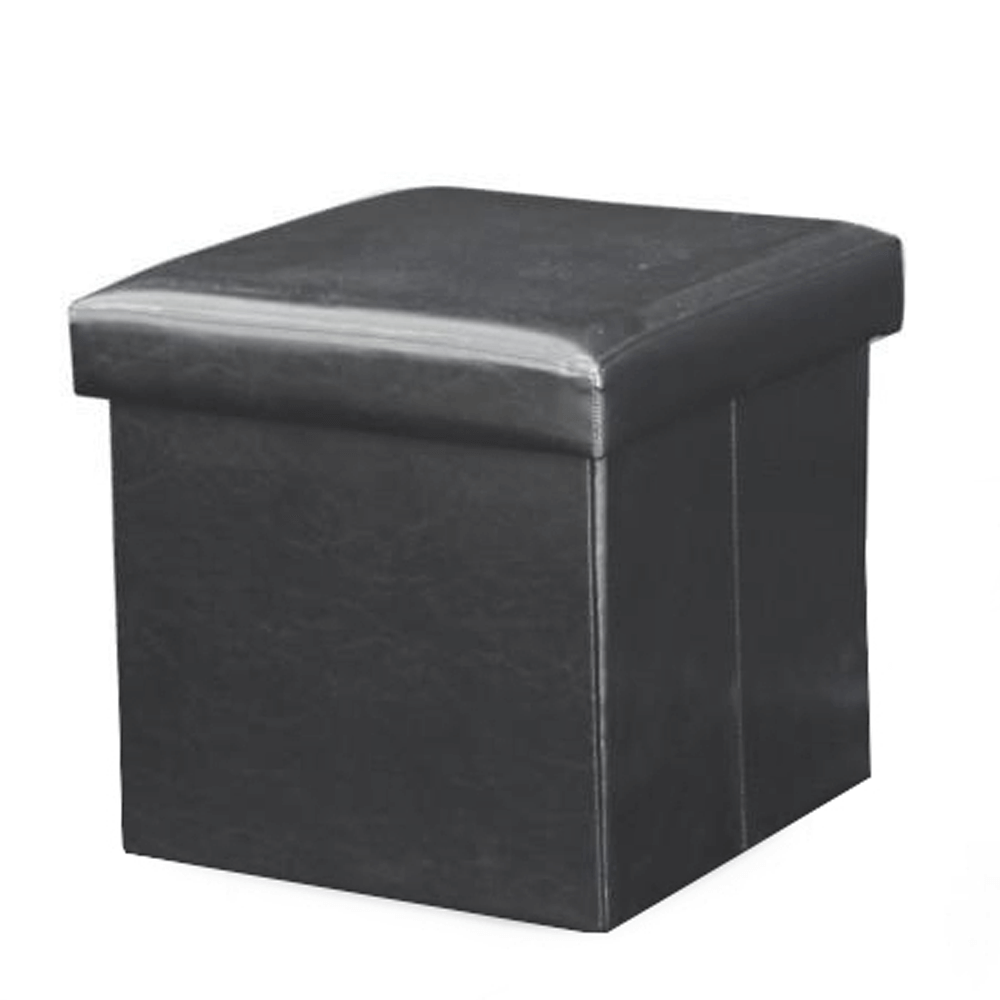 Kondela Taburetka skládací s úložným prostorem ekokůže černá TK3226