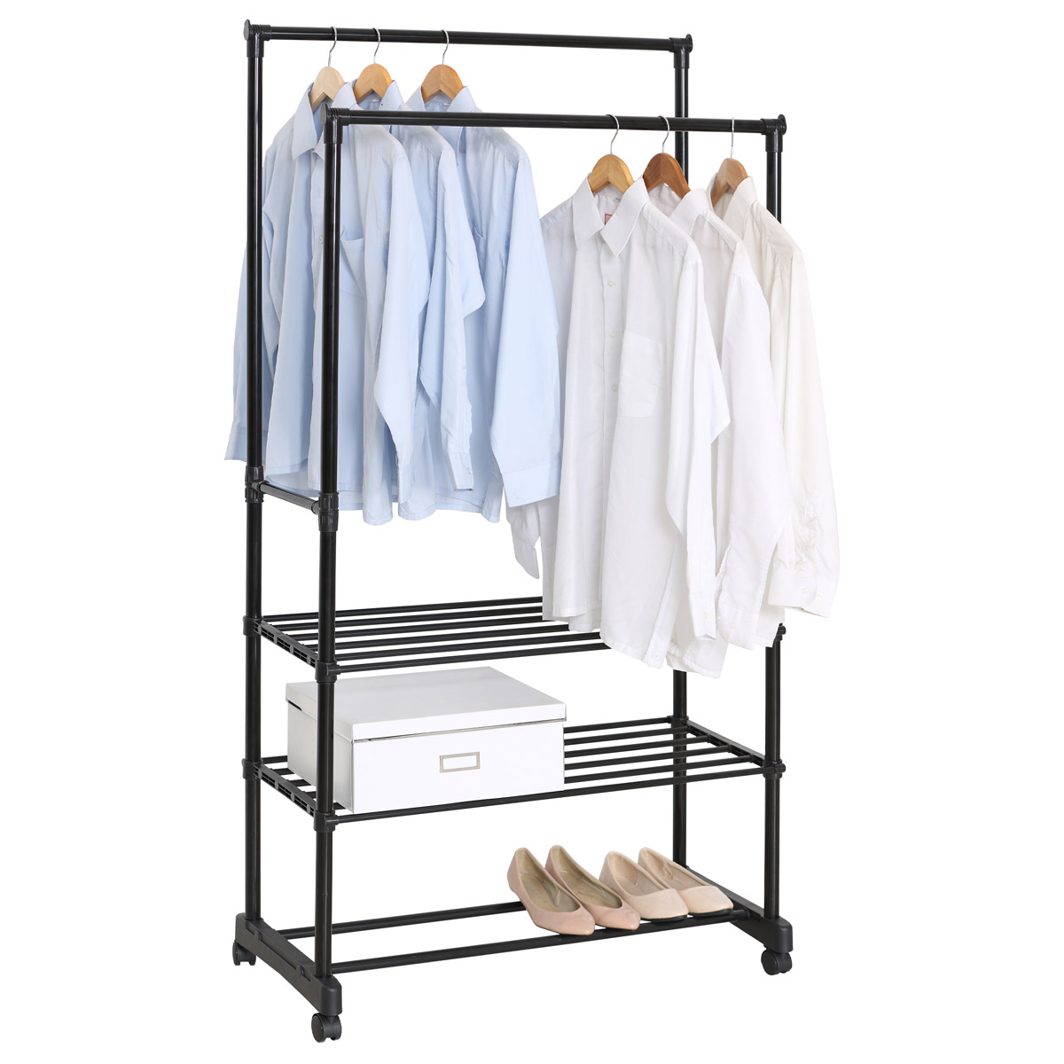 Vikio Stojan na šaty dvouramenný se třemi policemi černý ASS106C