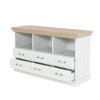 TV stolek klasický s policemi a se 6 zásuvkami nordická bílá borovice ROYAL RS-2