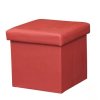 Taburetka skládací s úložným prostorem ekokůže červená TK3226