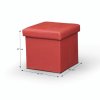 Taburetka skládací s úložným prostorem ekokůže červená TK3226-2