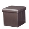 Taburetka skládací s úložným prostorem ekokůže tmavě hnědá TK3226