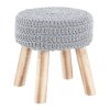Taburet pletený sedák šedá vlna podnož dřevo TK3229