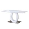 Jídelní stůl bílý obdelník vysoký lesk noha ve tvaru elipsy ocelová podnož TK3209-2